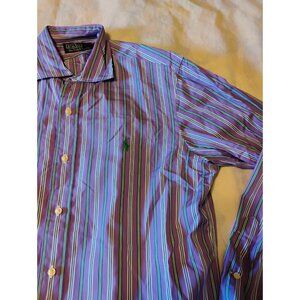 Polo Ralph Lauren Button Down Shirt M Purple Striped Long Sleeve